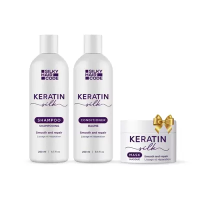 KERATIN SILK intensiivhooldus kahjustatud juuste struktuuri taastamiseks ja toime säilitamiseks + KINGITUS juuksemask